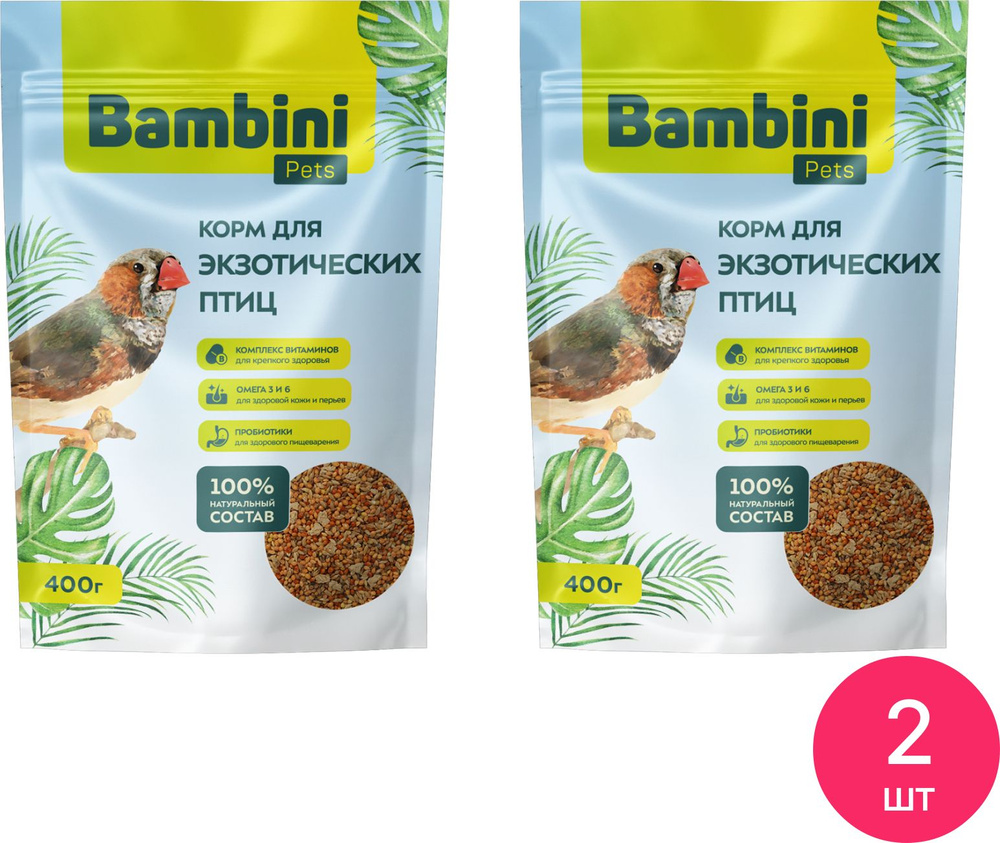 Корм для экзотических птиц сухой Bambini Pets / Бамбини Петс из просо и рапса 400г / зерновая смесь (комплект #1