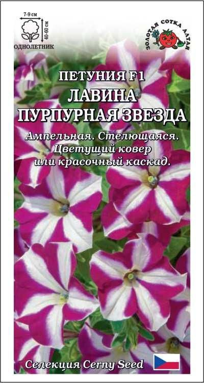 Петуния Лавина Пурпурная Звезда F1 /Сотка/ 10шт/ ампел. h-60см d-9см/  #1