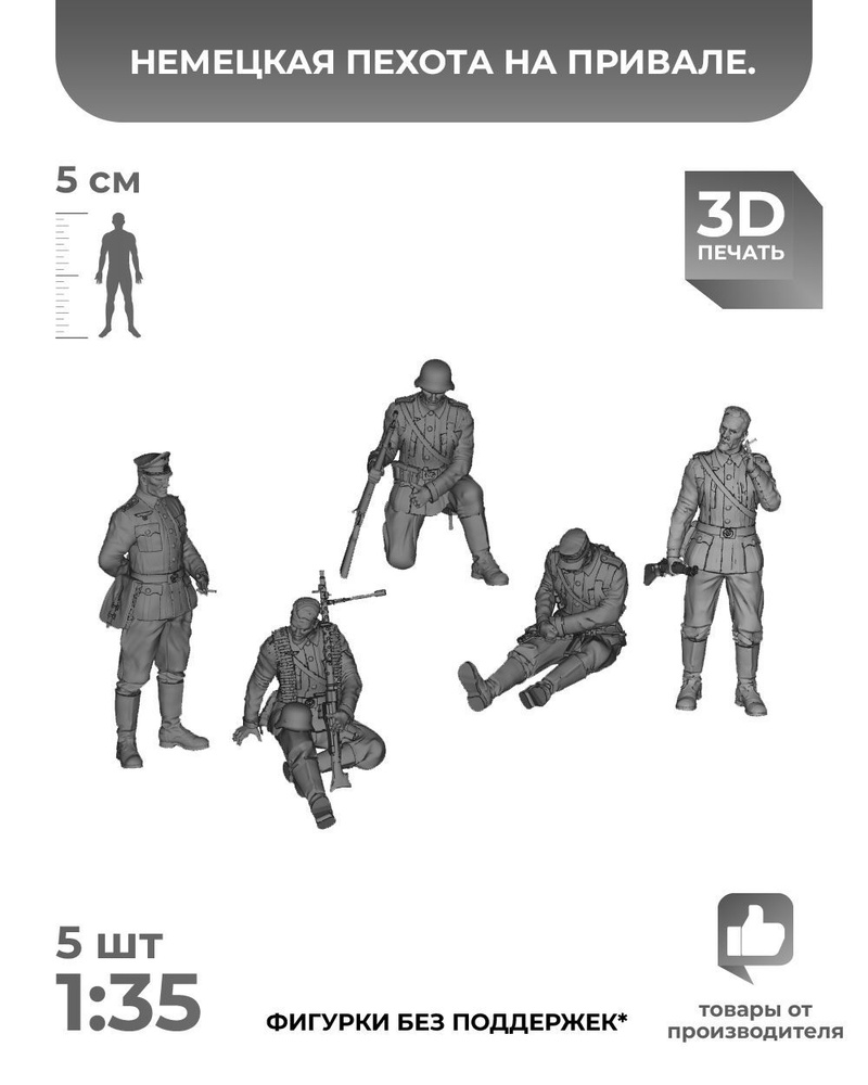 3DD Немецкая пехота на привале. Германия. Фигурка для моделирования. Вторая мировая война. Масштаб 1/35 #1