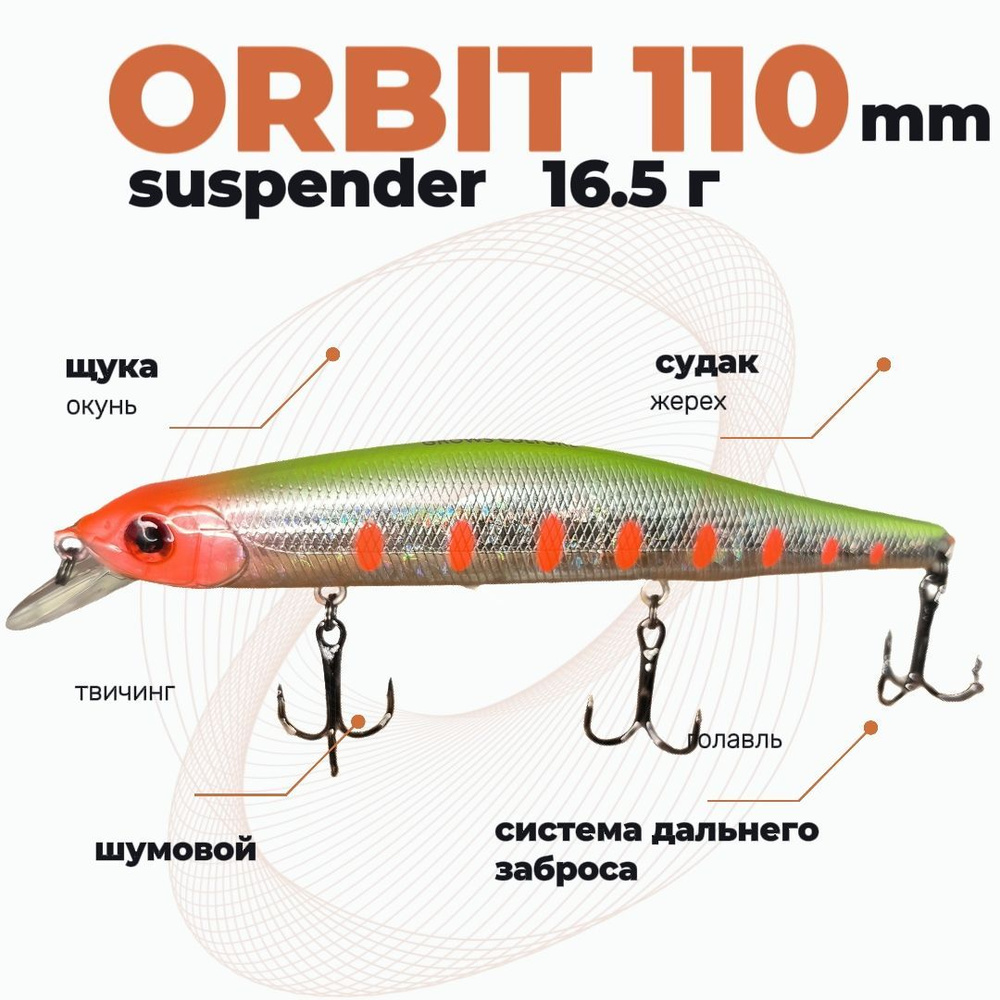 Воблер Orbit 110 mm col#009 suspender шумовой заглубление до 1,5 на щуку , судака , окуня  #1