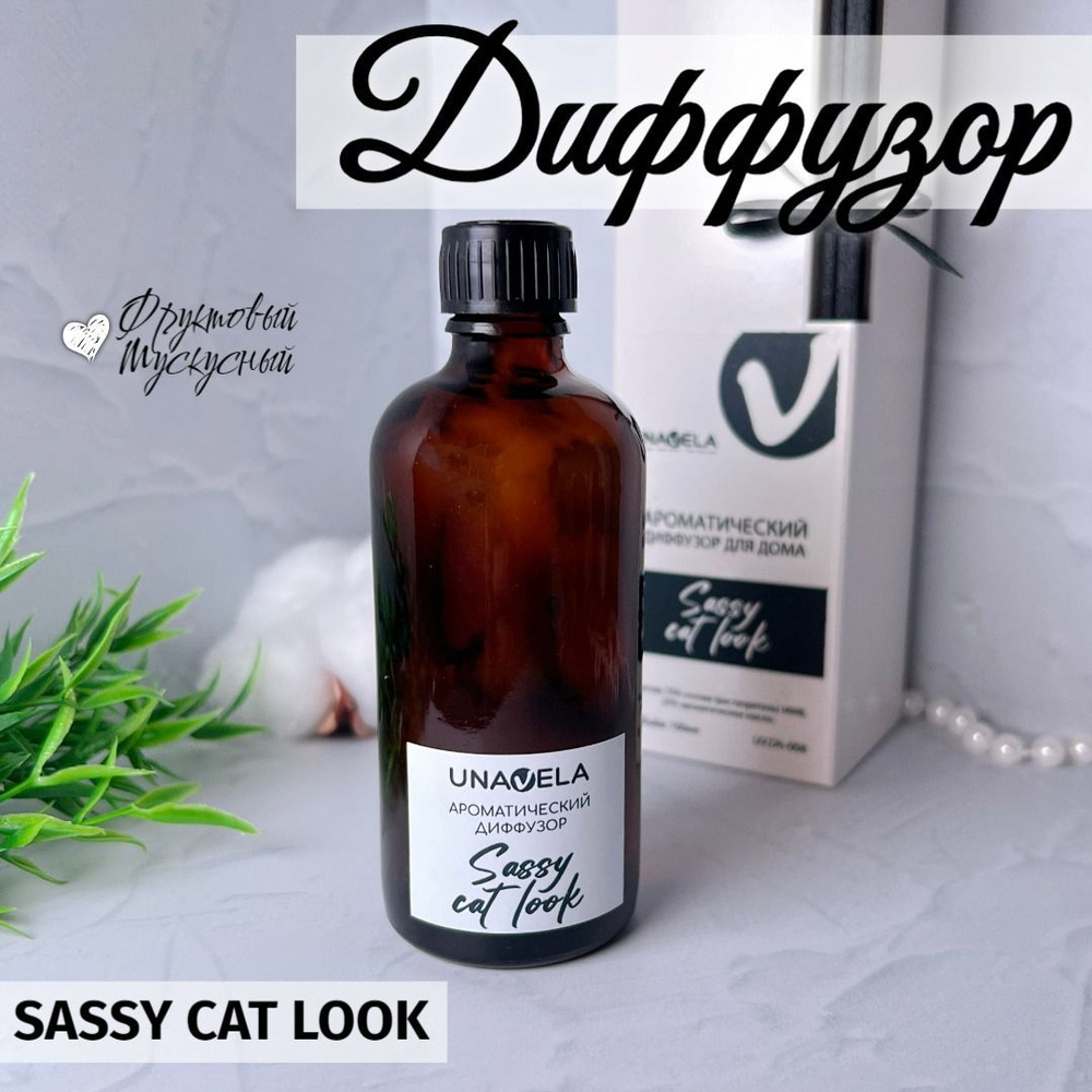 Ароматический диффузор для дома "Sassy cat look" 100мл / ароматизатор для дома с палочками /  #1