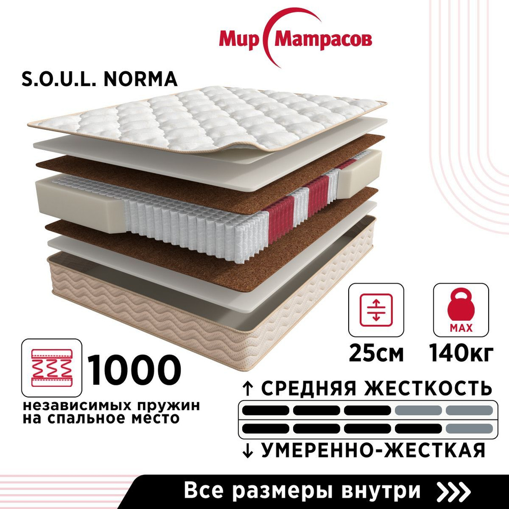 Матрас Norma серия S.O.U.L., Независимые пружины, 160х190 см #1