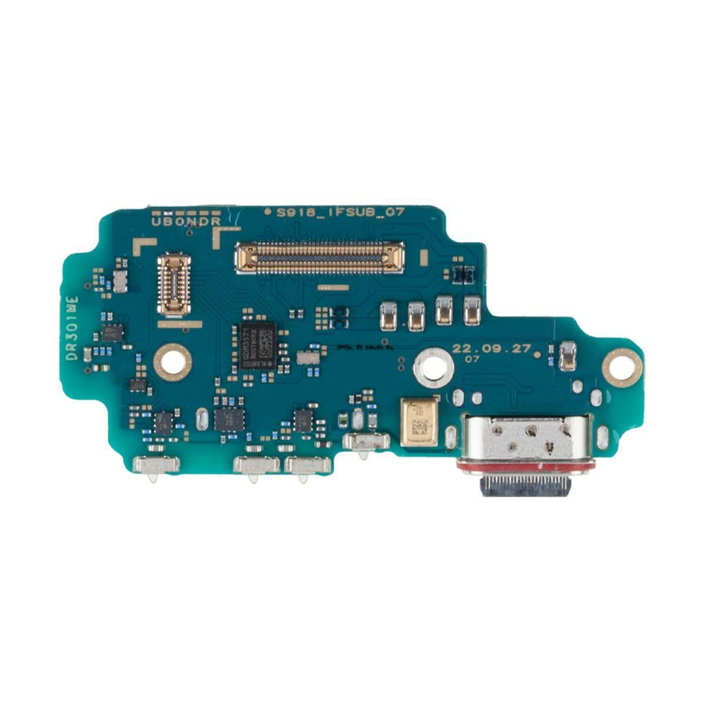 Плата нижняя для Samsung SM-S918B (Galaxy S23 Ultra) на системный разъем, разъем Sim-карты и микрофон #1