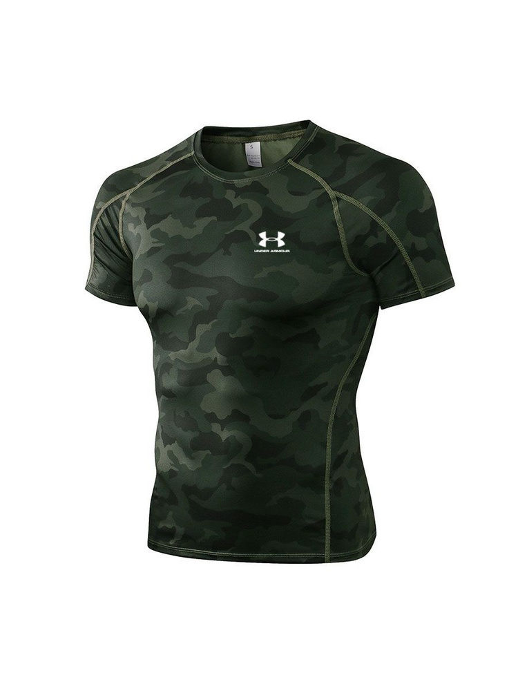 Рашгард Мужской Under Armour зеленый меланж Короткий, размер 46, 48 ...