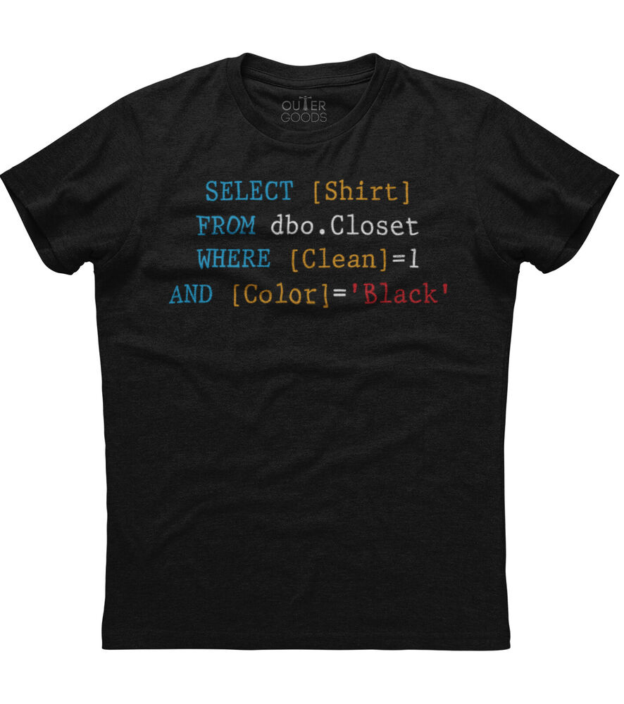 Футболка Футболка Funny SQL Programming Coder Or Programmer Mens Short Sleeve Cotton Black T-shirt #1
