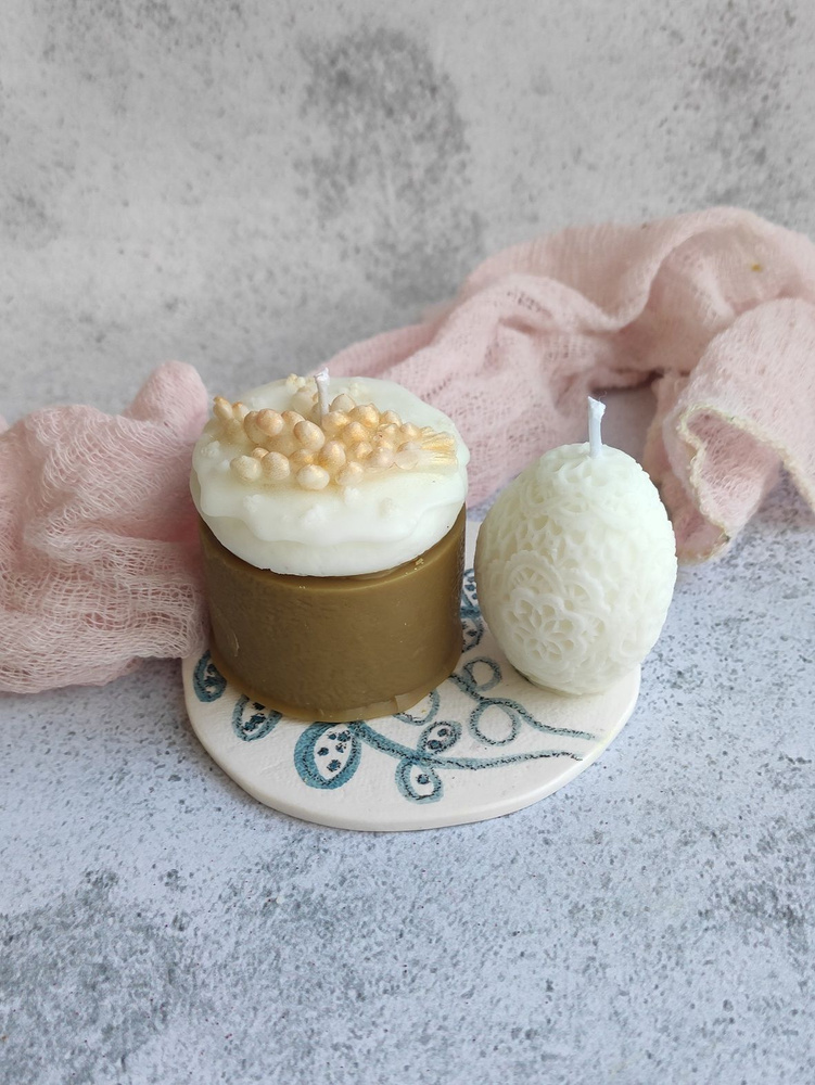 Набор пасхальный яйцо-свеча и кулич-свеча, подарок на Пасху купить на ...