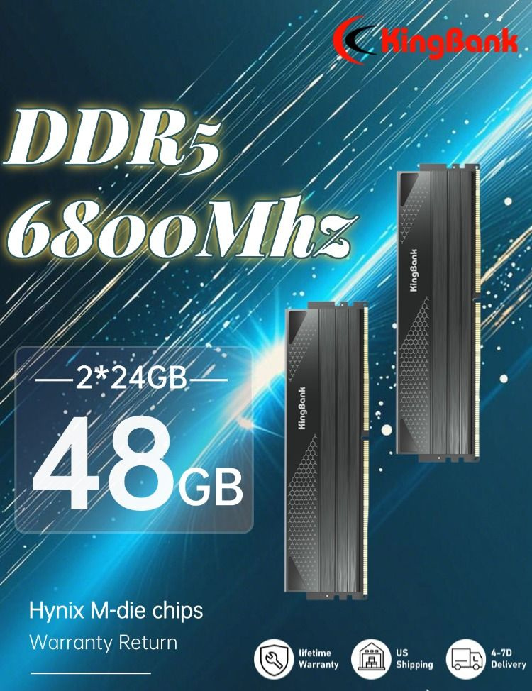 Kingbank Модуль памяти DDR5 6800MHz 2X24GB 48GB (Hynix M-die C34
