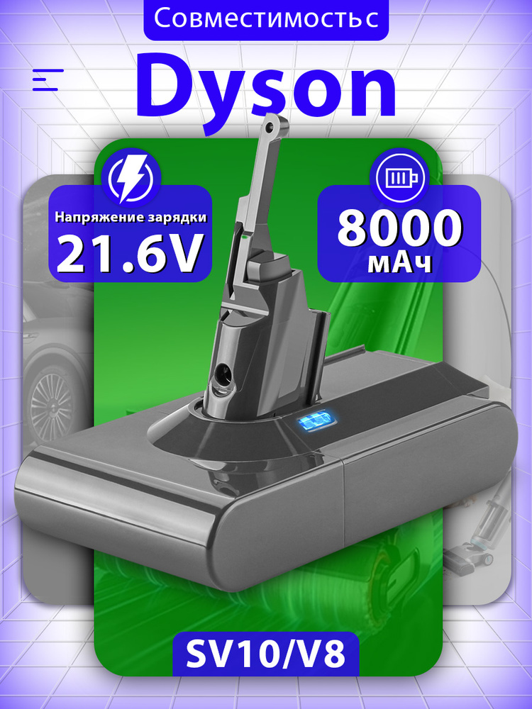 Аккумулятор для пылесоса Dyson V8/V8 Absolute/V8 Fluffy/V8 Motorhead/SV10 (21.6V,8000mAh) #1