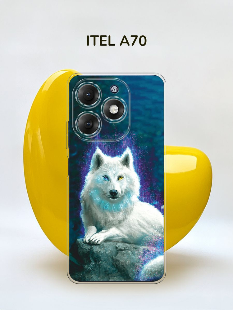 Силиконовый чехол на Itel A70 / Ител А70 "Белоснежный волк" #1