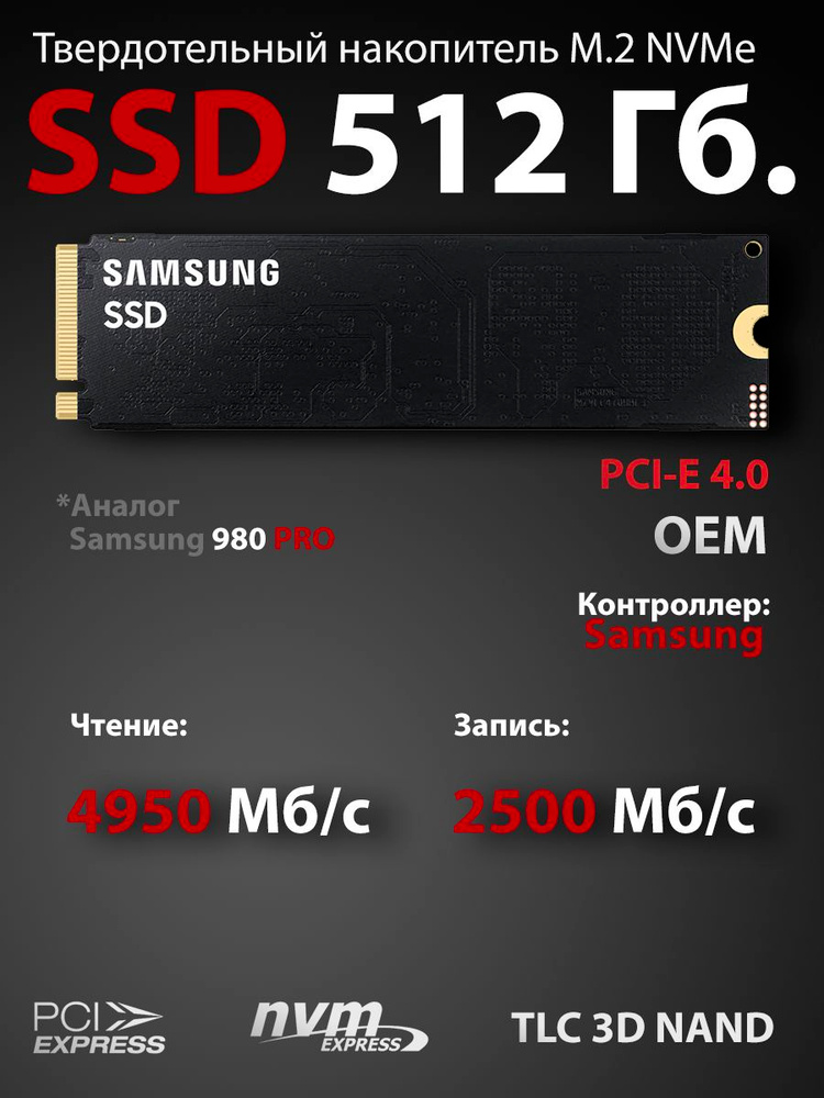 512 ГБ Внутренний SSD-диск TLC 3D NAND 2280 SSD_S_M2 (MZVL8512HELU