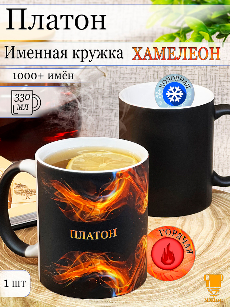 Именная кружка хамелеон Платон #1