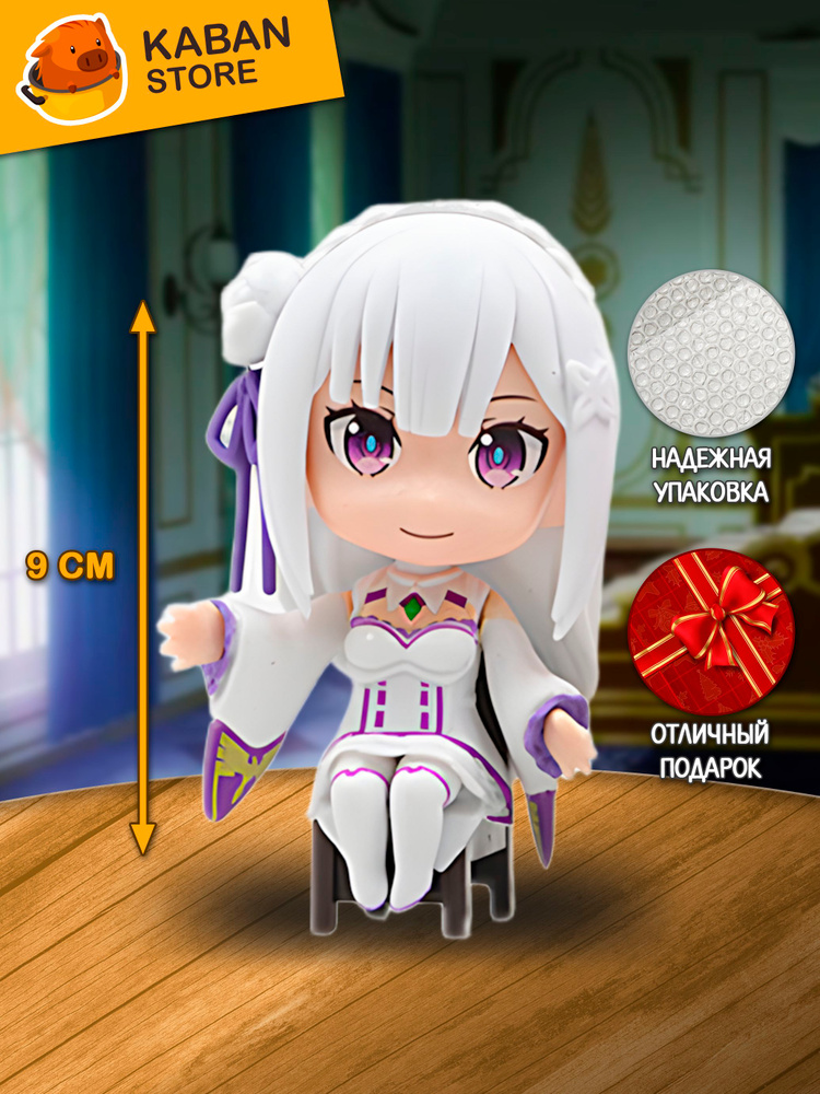 Аниме фигурка Re:Zero. Жизнь с нуля в альтернативном мире Эмилия чиби (9 см) #1