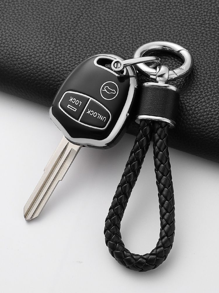 Custodia Portachiavi In Pelle Per Auto Mitsubishi – Outlander, ASX, Colt, Lancer, Grandis, Pajero – Protezione Con Moschettone - 4