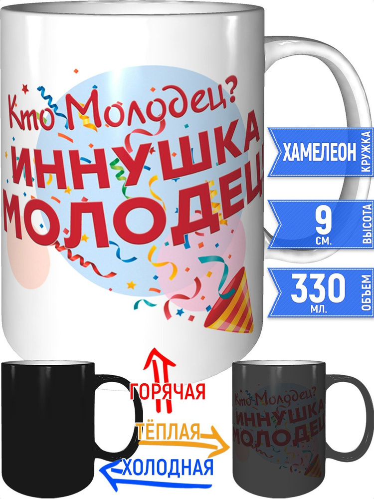 Кружка кто молодец? Иннушка молодец! - хамелеон #1