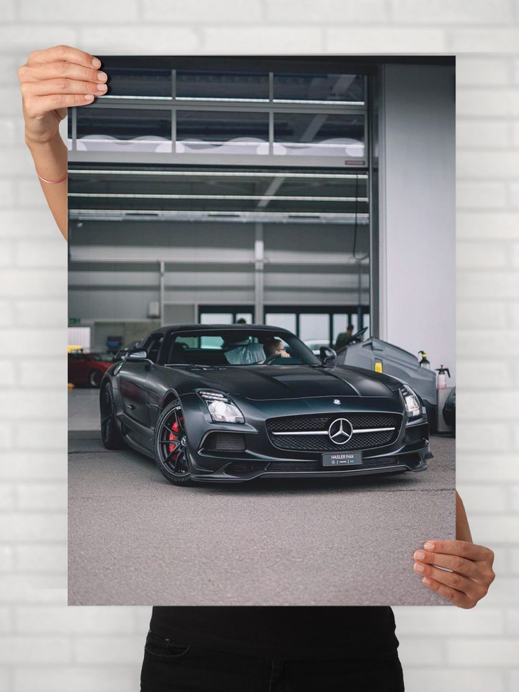 Плакат на стену для интерьера Легенды Авто (Мерседес Бенц SLS AMG Блэк Серии - Mercedes Benz SLS AMG #1