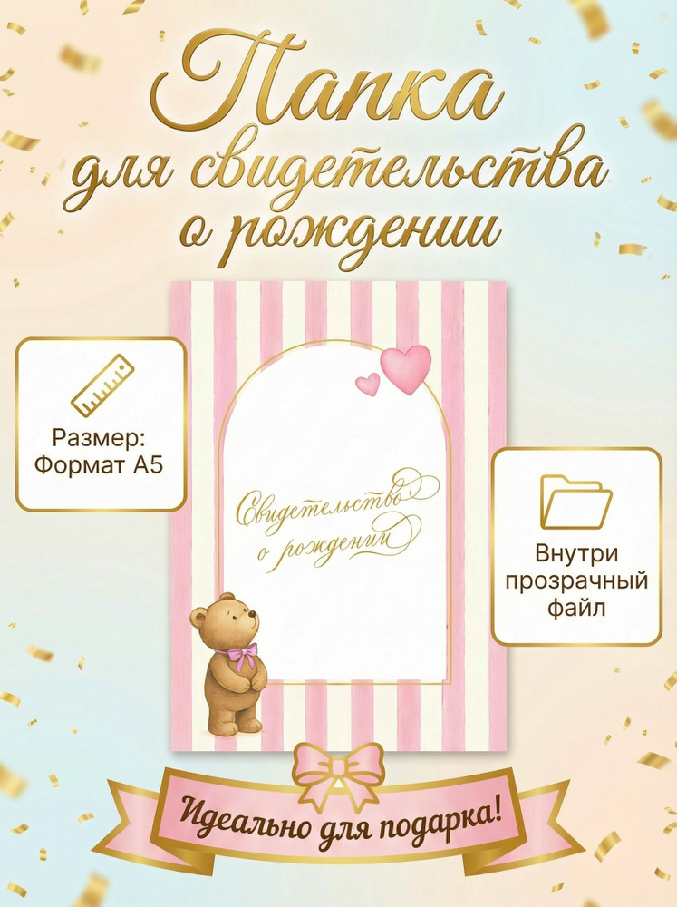 Папка для свидетельства о рождении девочки. Формат А5, для хранения документов #1