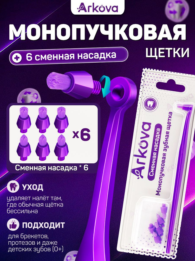 Монопучковая зубная щетка Arkova+ со сменными головками #1