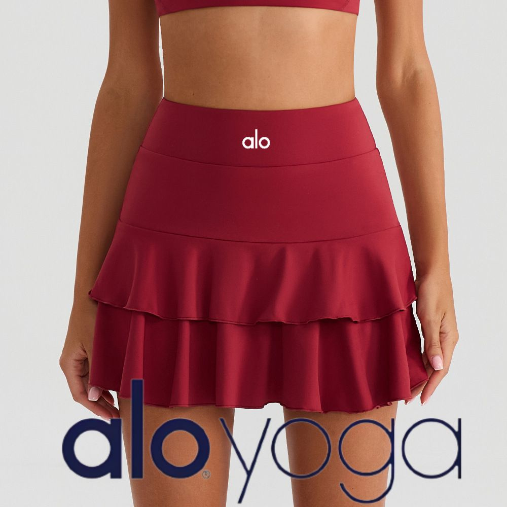 Юбка Alo Yoga Женская юбка-шорты для бадминтона с двойными рюшами, быстросохнущая, дышащая, защита от #1