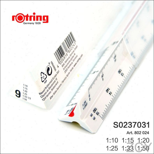 Треугольная масштабная линейка Rotring engineering drawing ruler 30 см ...