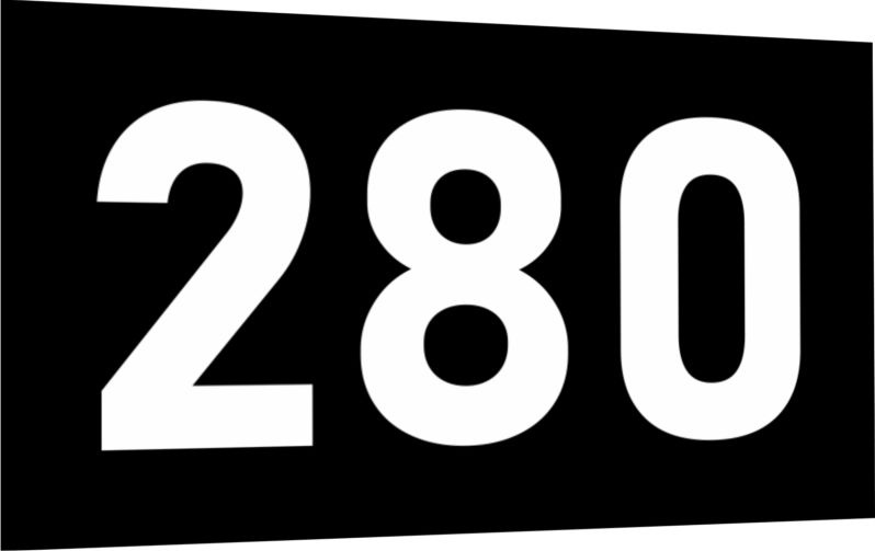Табличка-номер 280 цвет бело-черный, размер 12х7 см, ПолиЦентр