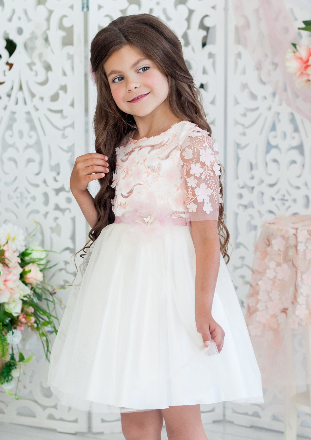 Платье Девочки ALOLIKA бежево-розовый платье-пачка Вечерний/праздничный ...