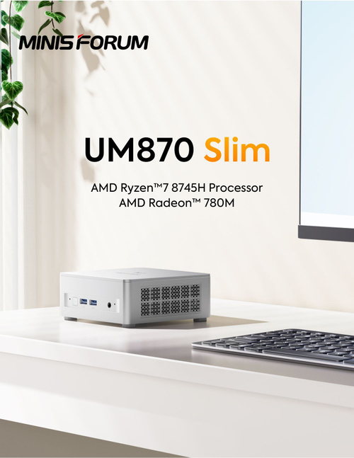 MINISFORUM Мини-ПК UM870 Slim (AMD Ryzen 7 8745H, RAM 32 ГБ, SSD