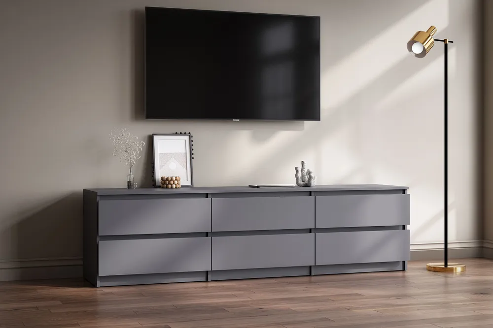 Тумба под тв напольная BELO 200х45х53,6 см, графит, 200x45x53.6 см, фото 6