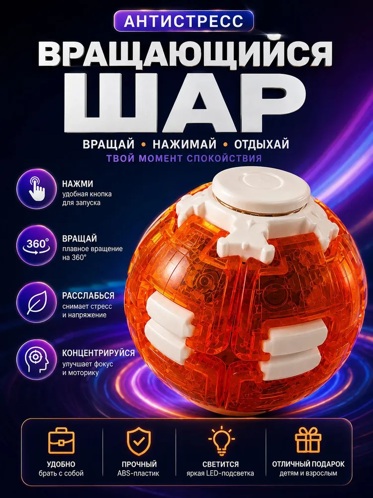Игрушка-антистресс спиннер шар-трансформер 3в1, вариант, фото 2