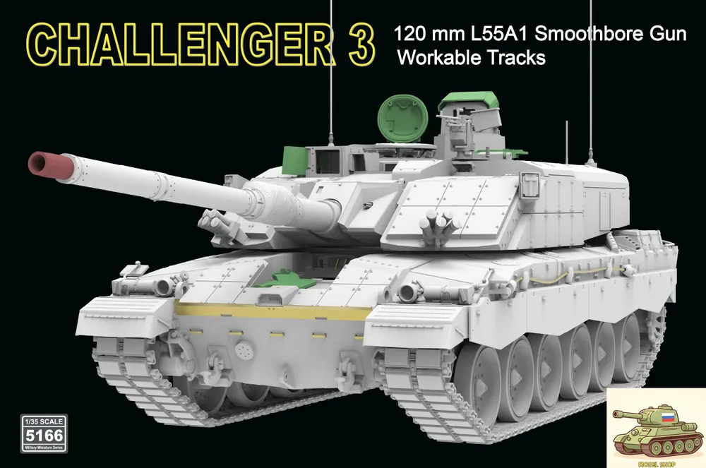 Rye Field RFM-5166, 1/35, Challenger 3, гладкоствольная пушка 120 мм L55A1, сборная пластиковая модель, вариант, фото 4
