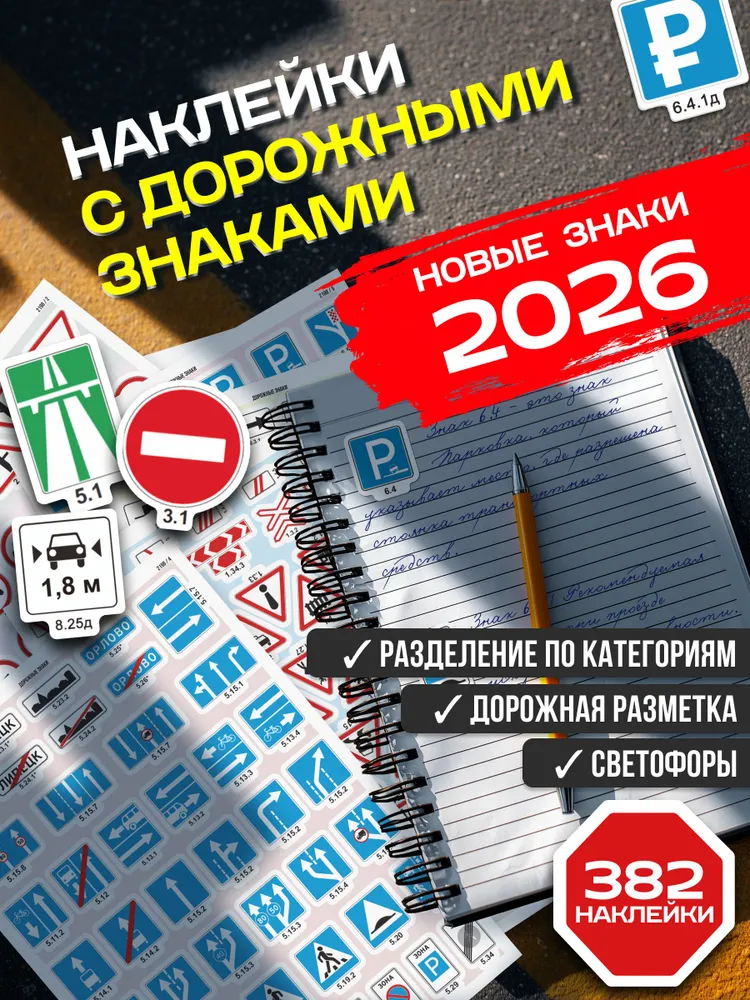 Наклейки дорожные знаки ПДД 2026, вариант