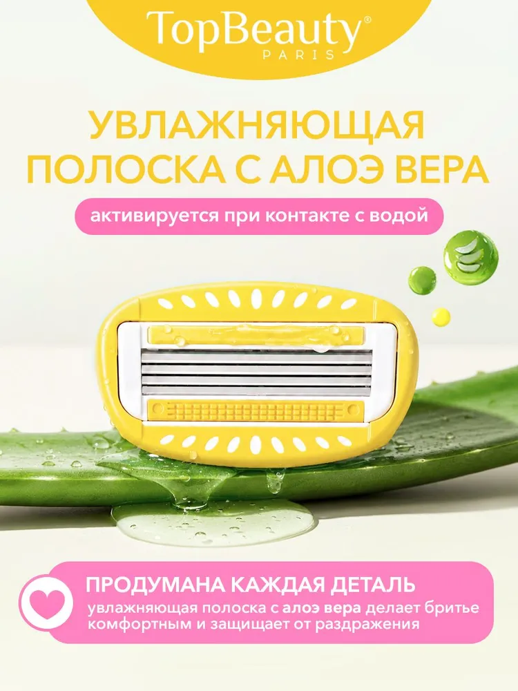 2шт. сменные кассеты женские TopBeauty Paris, лезвия для бритвы идеально совместимые с известными станками, 2 шт, фото 5