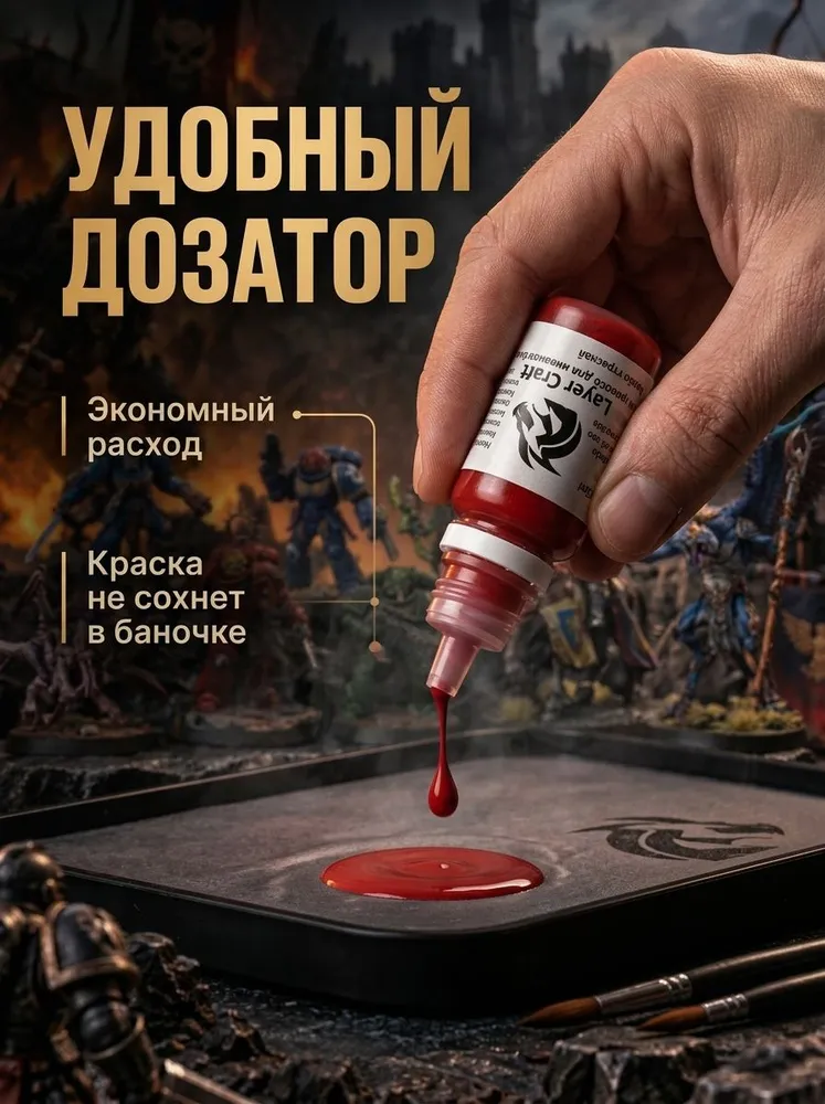 Набор акриловых красок LayerCraft для моделизма и творчества, художественные краски для миниатюр, 7 базовых цветов и черная проливка, 8 флаконов по 15 мл, 15 мл, фото 5