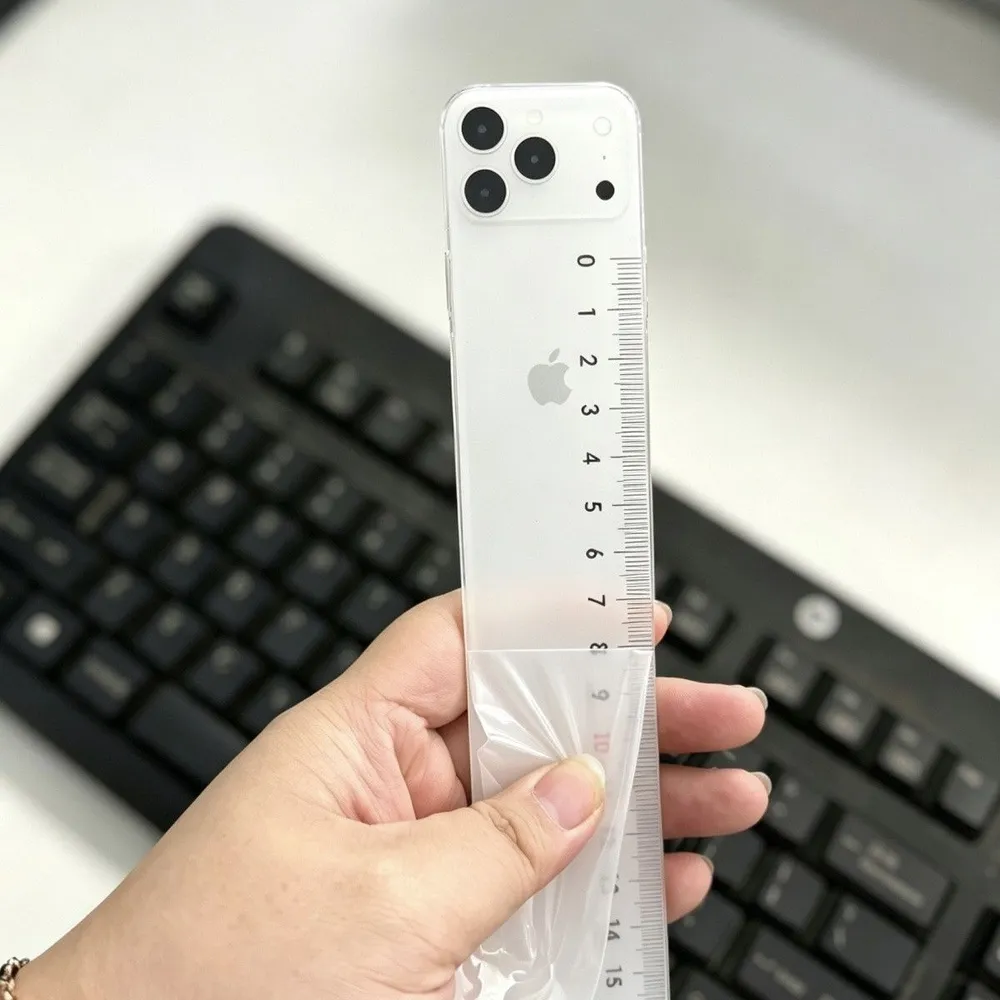 Линейка 10 см, прозрачная с принтом iPhone 18 Pro, акриловая, для учебы, прозрачный, фото 4