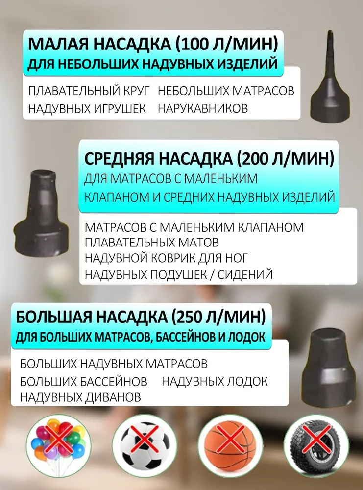 Насос для матраса электрический и надувной мебели компрессор 220v, вариант, фото 2