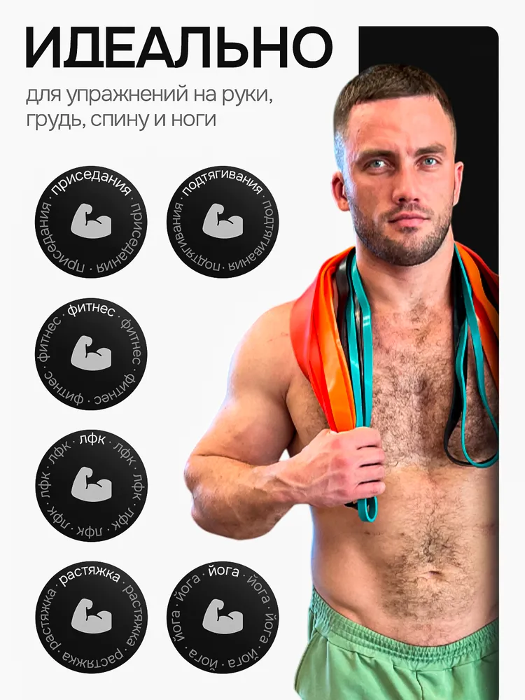 Резинки для фитнеса, набор из 17 штук, Резинка для подтягивания на турник, Эспандер ленточный, вариант, фото 4