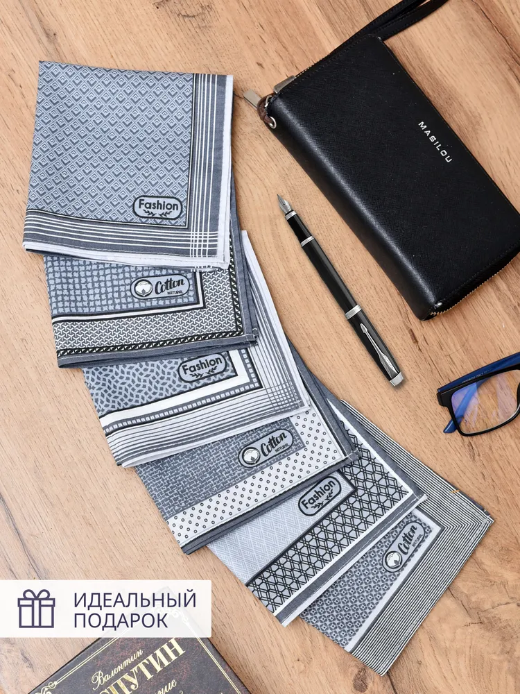 Набор носовых платков 6 штук, размер 28*28 см, хлопок 100%, 28x28 см, фото 4