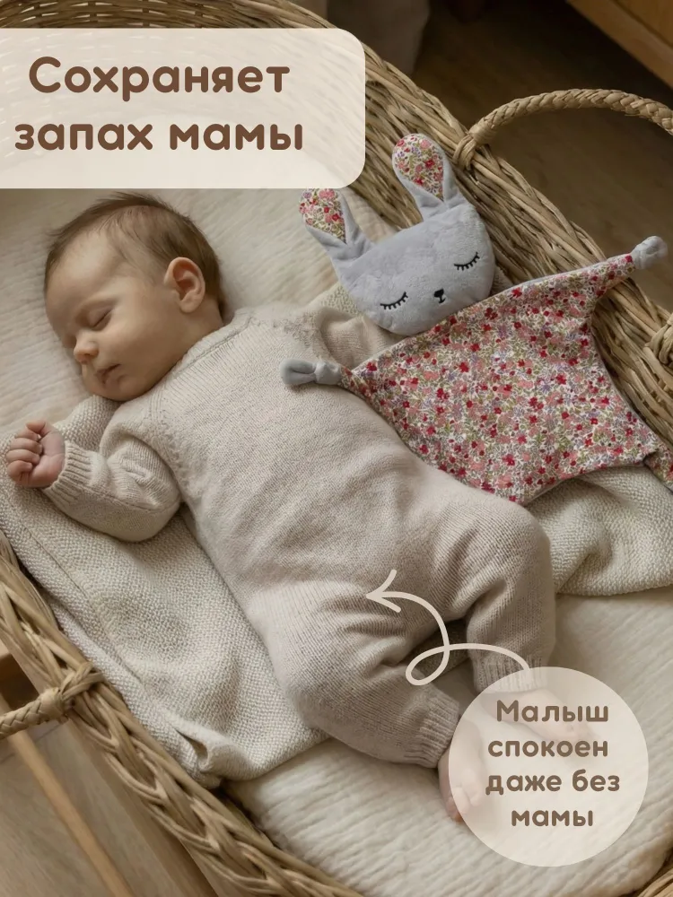 Комфортер для новорожденного "Зайчик серый" игрушка мягкая для сна малышам, для фотосессии, серый, фото 2