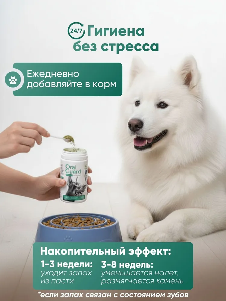 OralGuard Granules для собак от запаха из пасти, зубного камня и налета, порошок в корм, вариант, фото 2