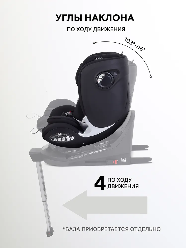Автокресло RANT AY969 "ASTER MAX" Black (40-125см) (без базы), черный, фото 5