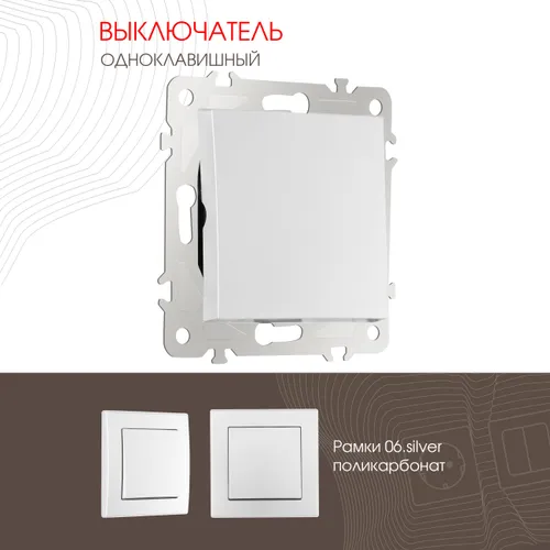 Выключатель одноклавишный внутренний 206.30-1.silver