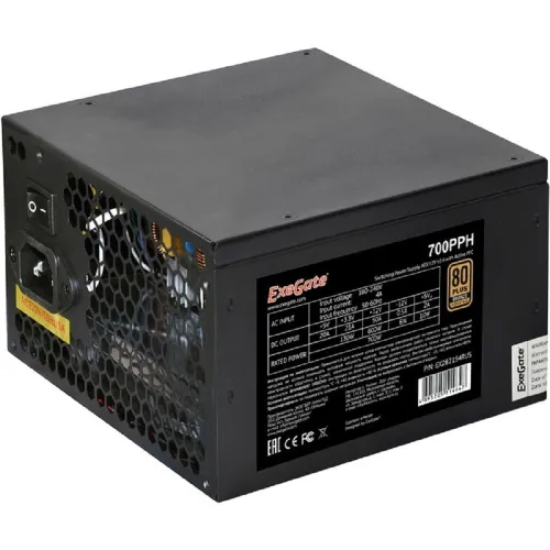 Блок питания для ПК Exegate 700PPH (EX282154RUS) (черный, 700W, 20 + 4 pin, 4+4 pin CPU, 6+2 pin x2)