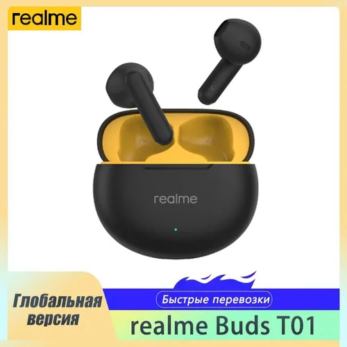 Наушники беспроводные с микрофоном realme T01, Bluetooth, USB Type-C, черный