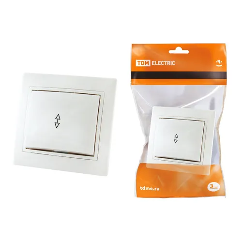 Выключатель на 2 направления 1 кл. 10А белый "Таймыр", TDM SQ1814-0007