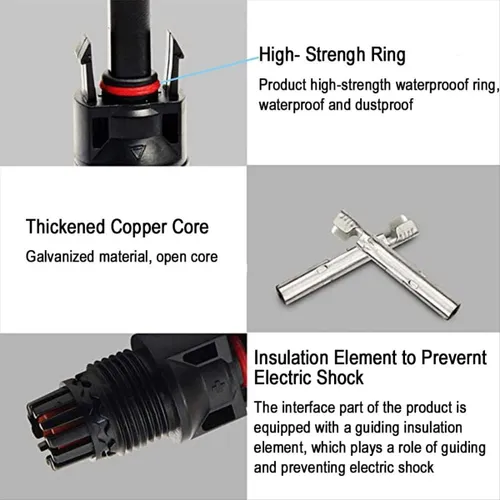 пар солнечных разъемов MC-4 "папа/мама", водонепроницаемые, IP67 (черные)