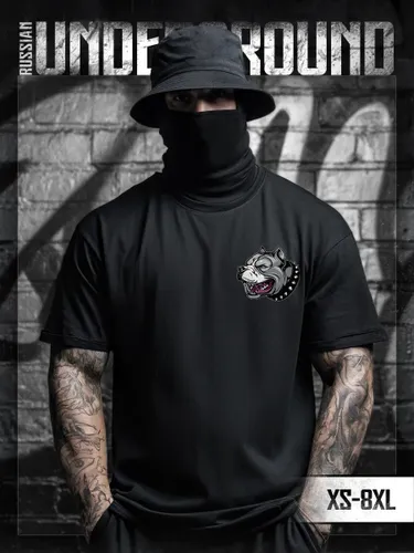 Футболка Russian андеграунд с принтом агресивная собака 04