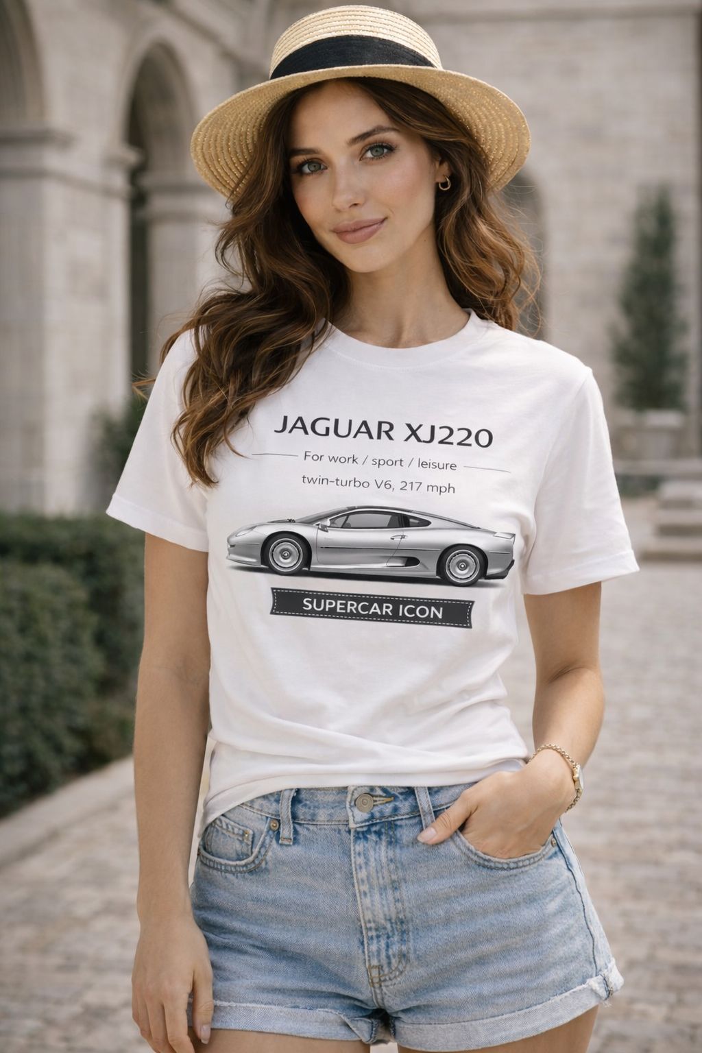 Футболка белая в стиле Jaguar Xj220