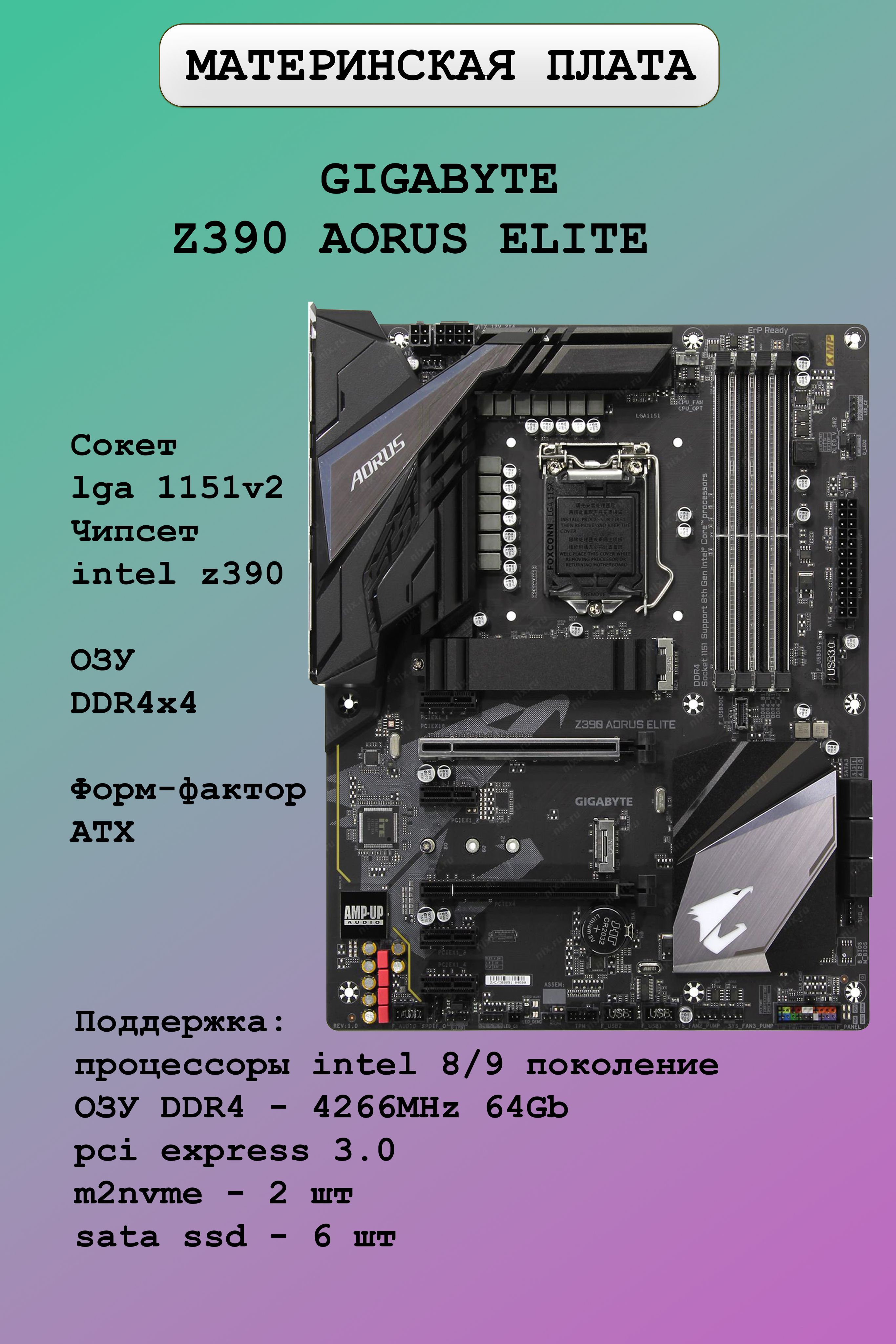 GIGABYTE Z390 AORUS ELITE купить на OZON по низкой цене
