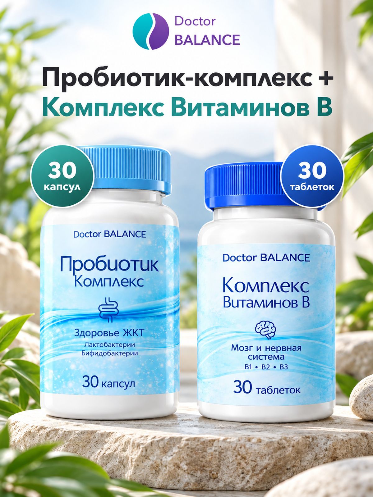 Набор Doctor Balance: B-комплекс Актив Форте 30 + Пробиотик-комплекс для пищеварения 30