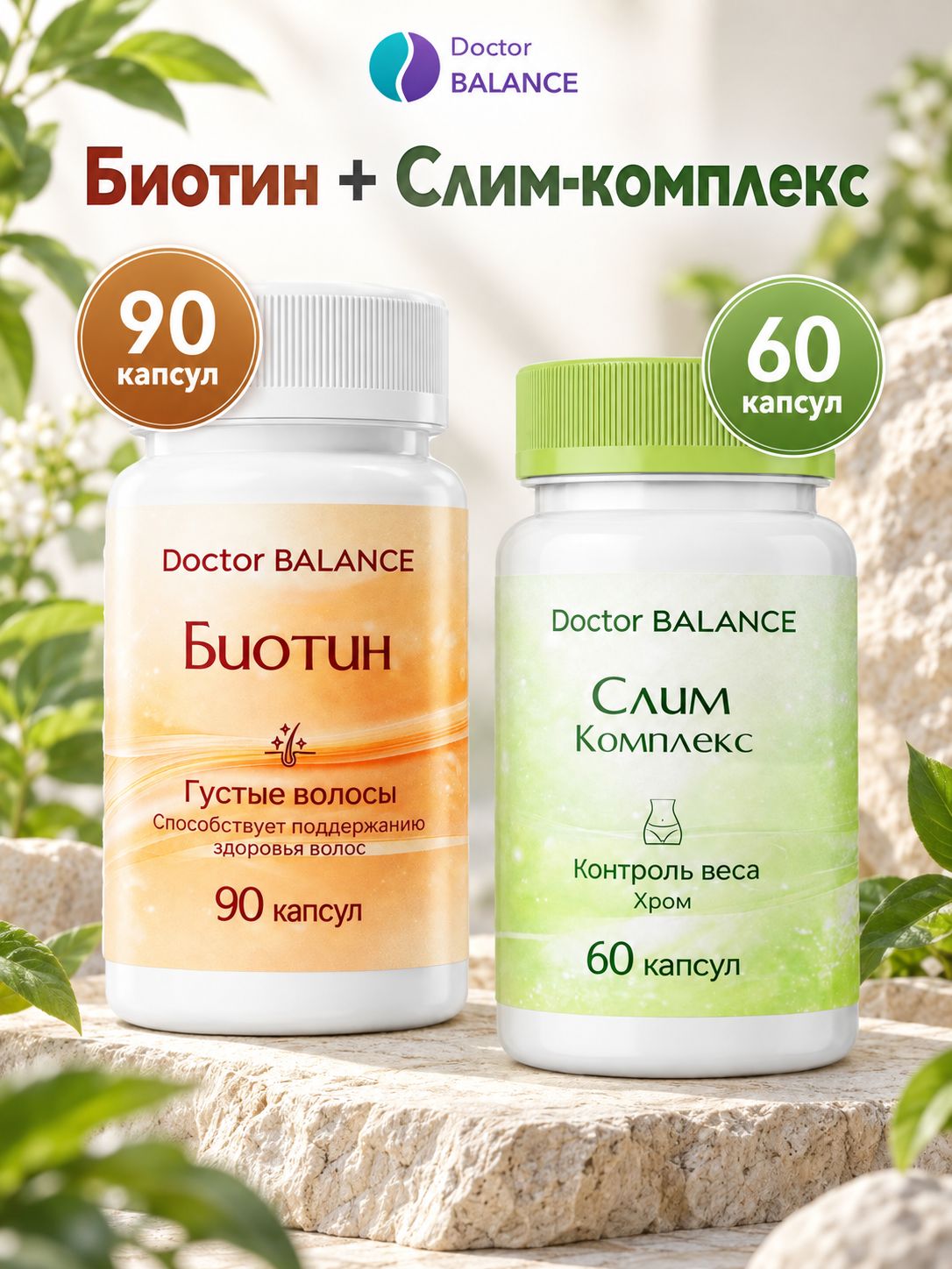 Набор Doctor Balance: Биотин 150 мкг 90 + Слим-комплекс для контроля веса 60