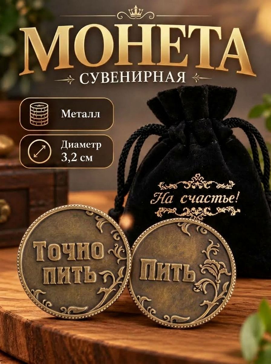 Монета подарочная сувенирная "Пить - не пить"